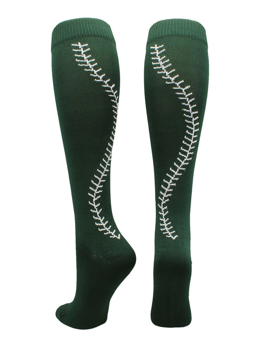 MadSportsStuff socks Dark Green/White / Large Softball Socks with Stitches Over the Calf (multiple colors)