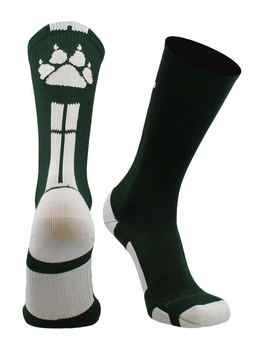 MadSportsStuff socks Dark Green/White / Large Wild Paws Athletic Crew Socks (multiple colors)
