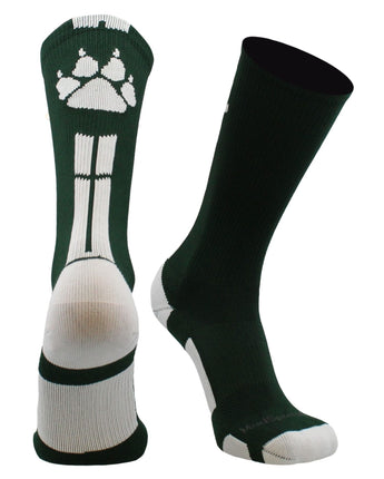 MadSportsStuff socks Dark Green/White / Large Wild Paws Athletic Crew Socks (multiple colors)