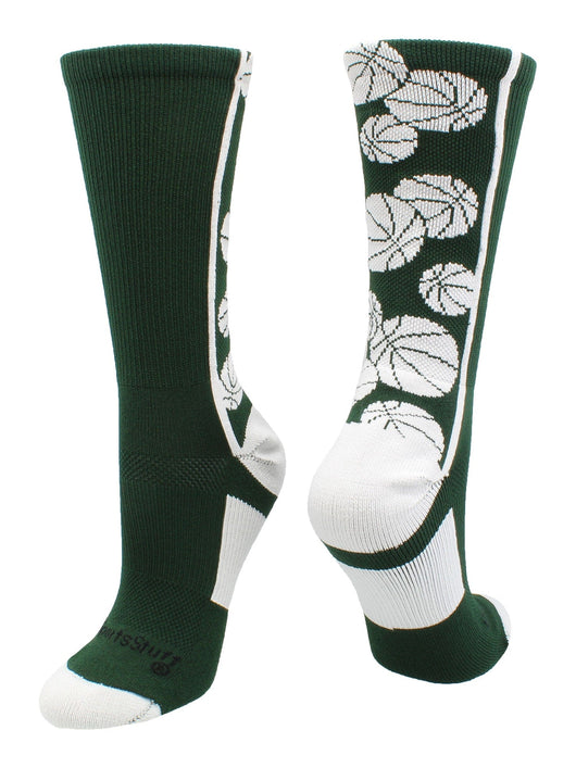 MadSportsStuff socks Dark Green/White / X-Large Crazy Basketball Logo Crew Socks (multiple colors)