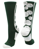 MadSportsStuff socks Dark Green/White / X-Large Crazy Basketball Logo Crew Socks (multiple colors)