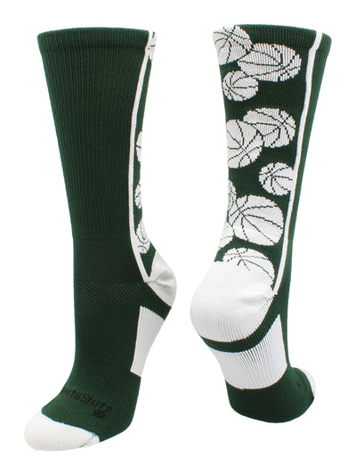 MadSportsStuff socks Dark Green/White / X-Large Crazy Basketball Logo Crew Socks (multiple colors)