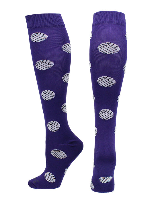 MadSportsStuff socks Dark Purple / Large Volleyball Socks with Volleyball Print Over the Calf