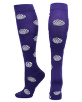 MadSportsStuff socks Dark Purple / Large Volleyball Socks with Volleyball Print Over the Calf