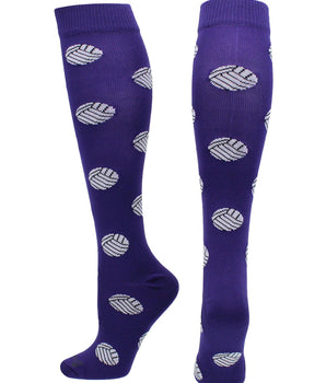 MadSportsStuff socks Dark Purple / Large Volleyball Socks with Volleyball Print Over the Calf