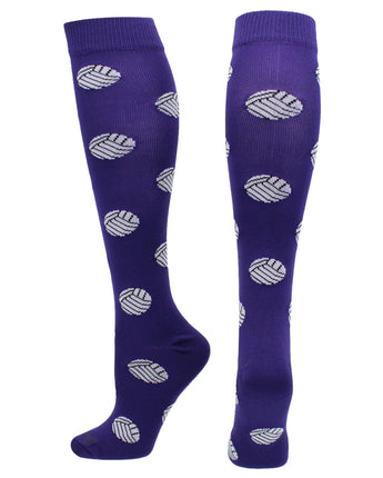 MadSportsStuff socks Dark Purple / Large Volleyball Socks with Volleyball Print Over the Calf