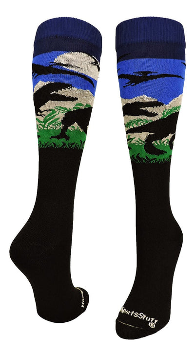 MadSportsStuff socks Dark Royal / Large Wild T-Rex Dinosaur Socks Over the Calf