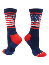MadSportsStuff socks Distressed USA Flag Patriotic Athletic Crew Socks
