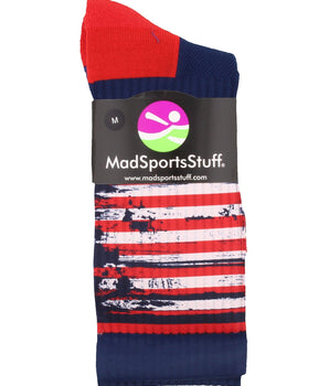 MadSportsStuff socks Distressed USA Flag Patriotic Athletic Crew Socks