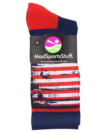 MadSportsStuff socks Distressed USA Flag Patriotic Athletic Crew Socks