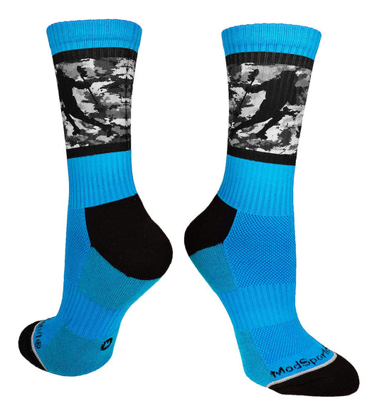 MadSportsStuff socks Electric Blue/Black / Large Sublimated Lacrosse Player Athletic Crew Socks