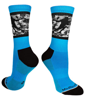 MadSportsStuff socks Electric Blue/Black / Large Sublimated Lacrosse Player Athletic Crew Socks