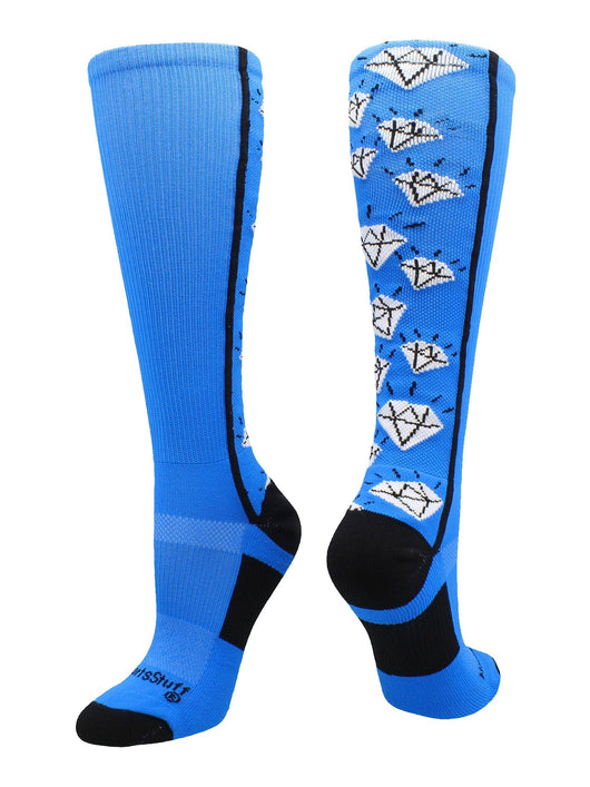 MadSportsStuff socks Electric Blue/Black / Small Crazy Socks with Diamonds Over the Calf  (multiple colors)