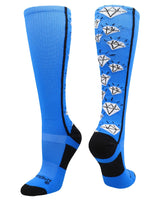 MadSportsStuff socks Electric Blue/Black / Small Crazy Socks with Diamonds Over the Calf  (multiple colors)