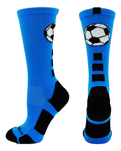 MadSportsStuff socks Electric Blue/Black / Small Soccer Ball Athletic Crew Socks (multiple colors)