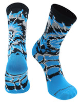 MadSportsStuff socks Electric Blue/Black/White / Small Crazy Tie Dye Crew Socks Girls or Boys