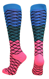 MadSportsStuff socks Electric Blue/Teal/Neon Pink / Large Neon Mermaid Athletic Over the Calf Socks