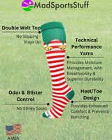 MadSportsStuff socks Elf Christmas Socks with Bells Over the Calf Length