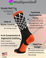 MadSportsStuff socks Elite Basketball Socks with Net Crew length - made in the USA