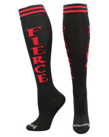 MadSportsStuff socks Fierce - Black/Red / Large Personality Word Socks Over the Calf Length