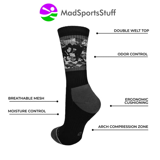 MadSportsStuff socks Fighting Wrestlers Athletic Crew Socks (multiple colors)