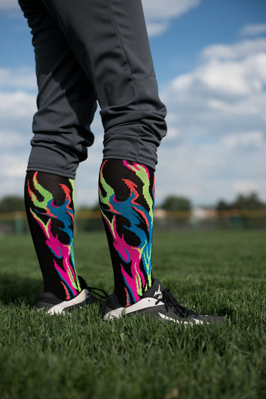MadSportsStuff socks Flame Socks Athletic Over the Calf Socks (multiple colors)