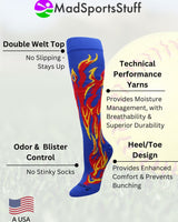 MadSportsStuff socks Flame Socks Athletic Over the Calf Socks (multiple colors)