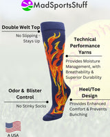 MadSportsStuff socks Flame Socks Athletic Over the Calf Socks (multiple colors)
