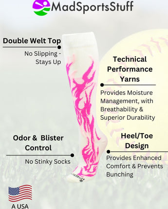 MadSportsStuff socks Flame Socks Athletic Over the Calf Socks (multiple colors)