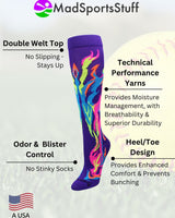 MadSportsStuff socks Flame Socks Athletic Over the Calf Socks (multiple colors)