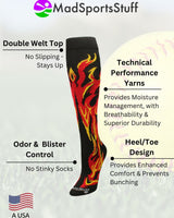 MadSportsStuff socks Flame Socks Athletic Over the Calf Socks (multiple colors)