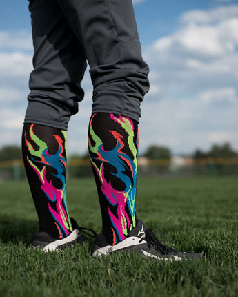 MadSportsStuff socks Flame Socks Athletic Over the Calf Socks (multiple colors)