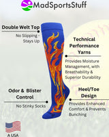 MadSportsStuff socks Flame Socks Athletic Over the Calf Socks (multiple colors)