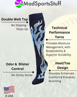 MadSportsStuff socks Flame Socks Athletic Over the Calf Socks (multiple colors)
