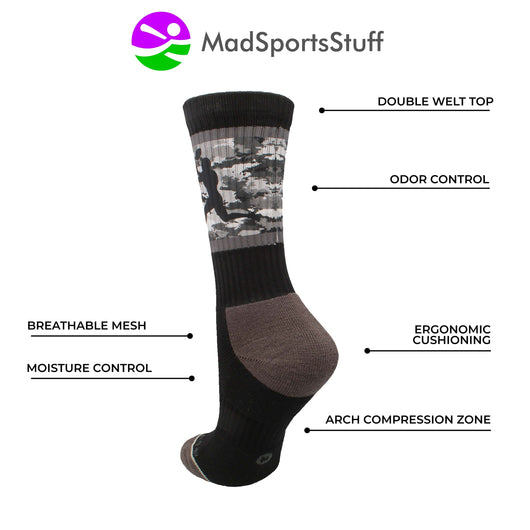 MadSportsStuff socks Football Socks with Player on Camo Background