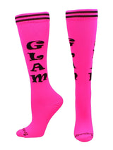 MadSportsStuff socks Glam - Neon Pink/Black / Medium Personality Word Socks Over the Calf Length