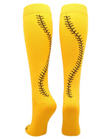 MadSportsStuff socks Gold/Black / Large Softball Socks with Stitches Over the Calf (multiple colors)