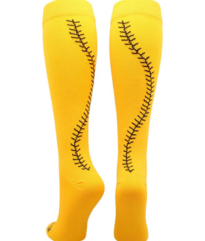 MadSportsStuff socks Gold/Black / Large Softball Socks with Stitches Over the Calf (multiple colors)