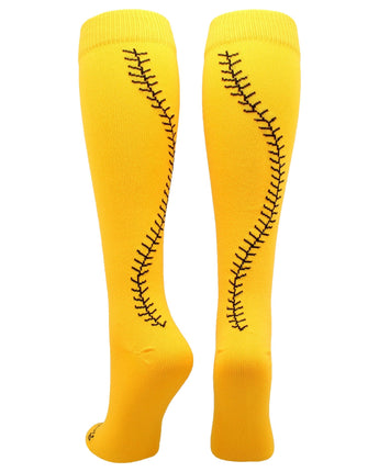 MadSportsStuff socks Gold/Black / Large Softball Socks with Stitches Over the Calf (multiple colors)