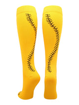 MadSportsStuff socks Gold/Black / Large Softball Socks with Stitches Over the Calf (multiple colors)