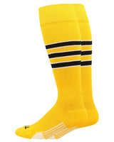 MadSportsStuff socks Gold/Black/White / Small Striped Baseball Socks Over the Calf Dugout Pattern D