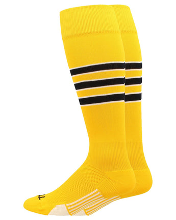 MadSportsStuff socks Gold/Black/White / Small Striped Baseball Socks Over the Calf Dugout Pattern D