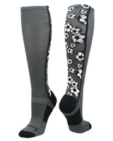 MadSportsStuff socks Graphite/Black / Small Crazy Soccer Socks with Soccer Balls over the calf (multiple colors)