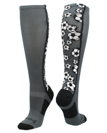 MadSportsStuff socks Graphite/Black / Small Crazy Soccer Socks with Soccer Balls over the calf (multiple colors)