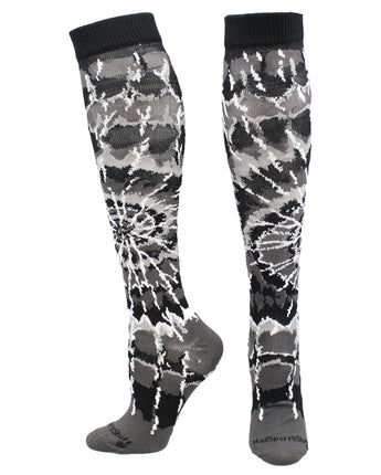 MadSportsStuff socks Graphite/Black/White / Medium Crazy Tie Dye Socks Over the Calf