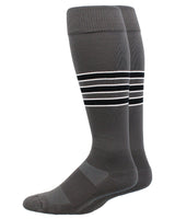 MadSportsStuff socks Graphite/Black/White / Medium Striped Baseball Socks Over the Calf Dugout Pattern D