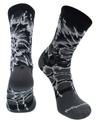 MadSportsStuff socks Graphite/Black/White / Small Crazy Tie Dye Crew Socks Girls or Boys