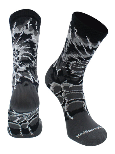 MadSportsStuff socks Graphite/Black/White / Small Crazy Tie Dye Crew Socks Girls or Boys