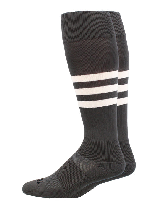 MadSportsStuff socks Graphite/White / Large Striped Baseball Socks Over the Calf Dugout Pattern B