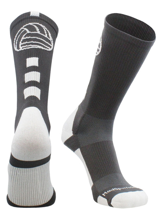 MadSportsStuff socks Graphite/White / Large Volleyball Logo Crew Socks (multiple colors)